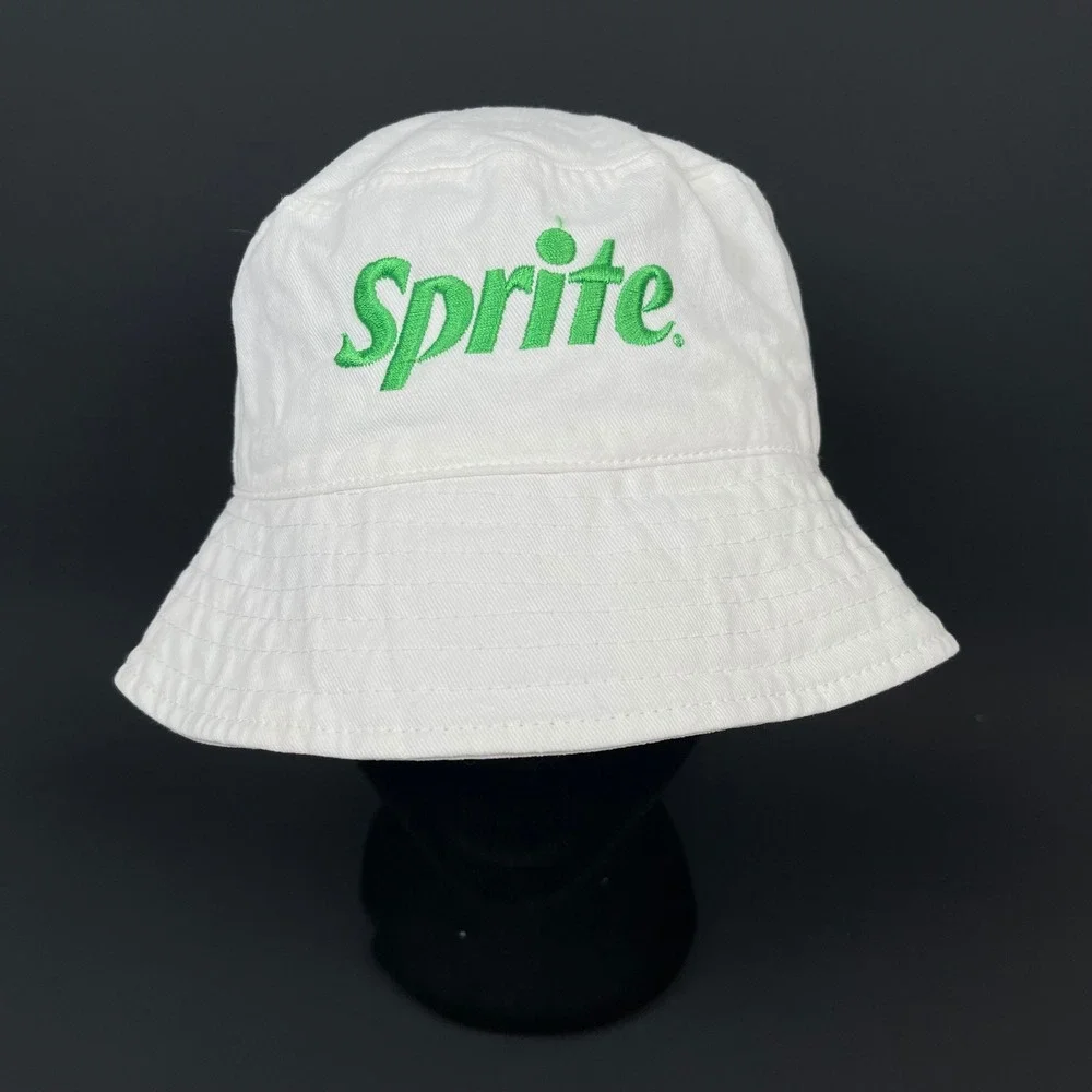 Hit Sprite Bucket Hat Unisex OS White Green Embroidered Logo Cotton Retro